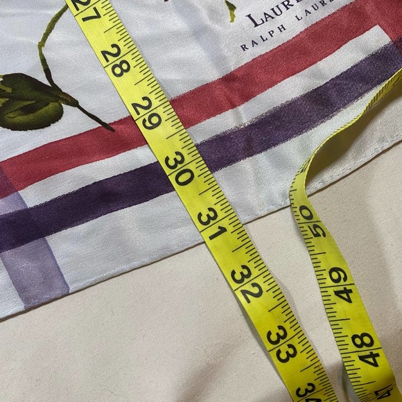 Lauren Ralph Lauren Silk Tie Neck Scarf 31” x 31” Floral Red Purple Yellow - Picture 6 of 6